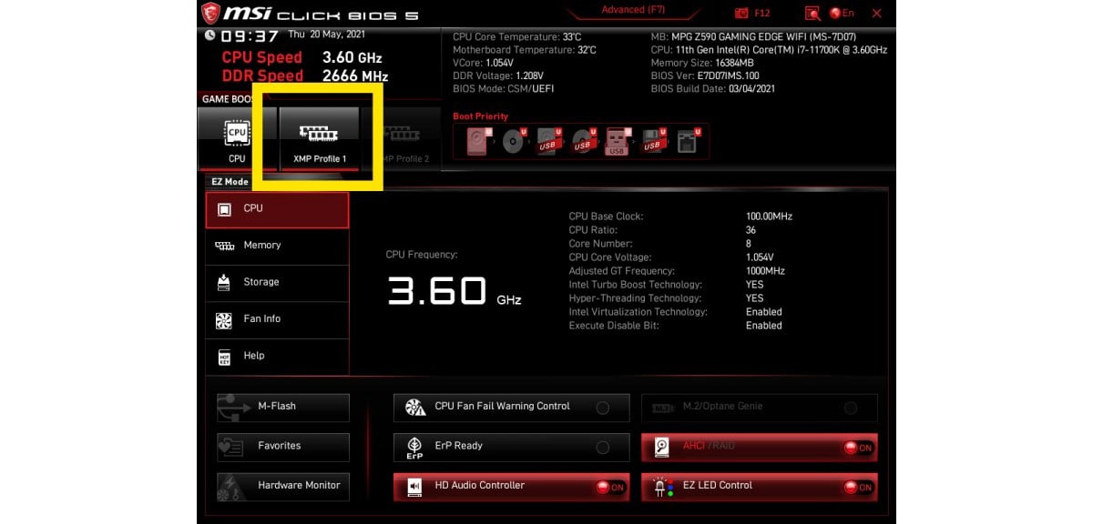 MSI BIOS XMP 