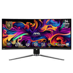 34 MSI MAG 341CQP QD-OLED 0.03MS 175Hz UWQHD 1440P HDMI / DP / USB Curved QD-OLED & Adaptive-Sync Monitor