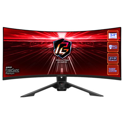 34" Asrock PG34WQ15R3A 1MS 165Hz WQHD 1440P HDMI / DP Curved & FreeSync Monitor