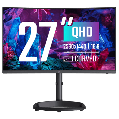 27" Cooler Master GM27QP 1MS 240Hz QHD 1440P HDMI / DP Curved VA & Adaptive Sync Monitor